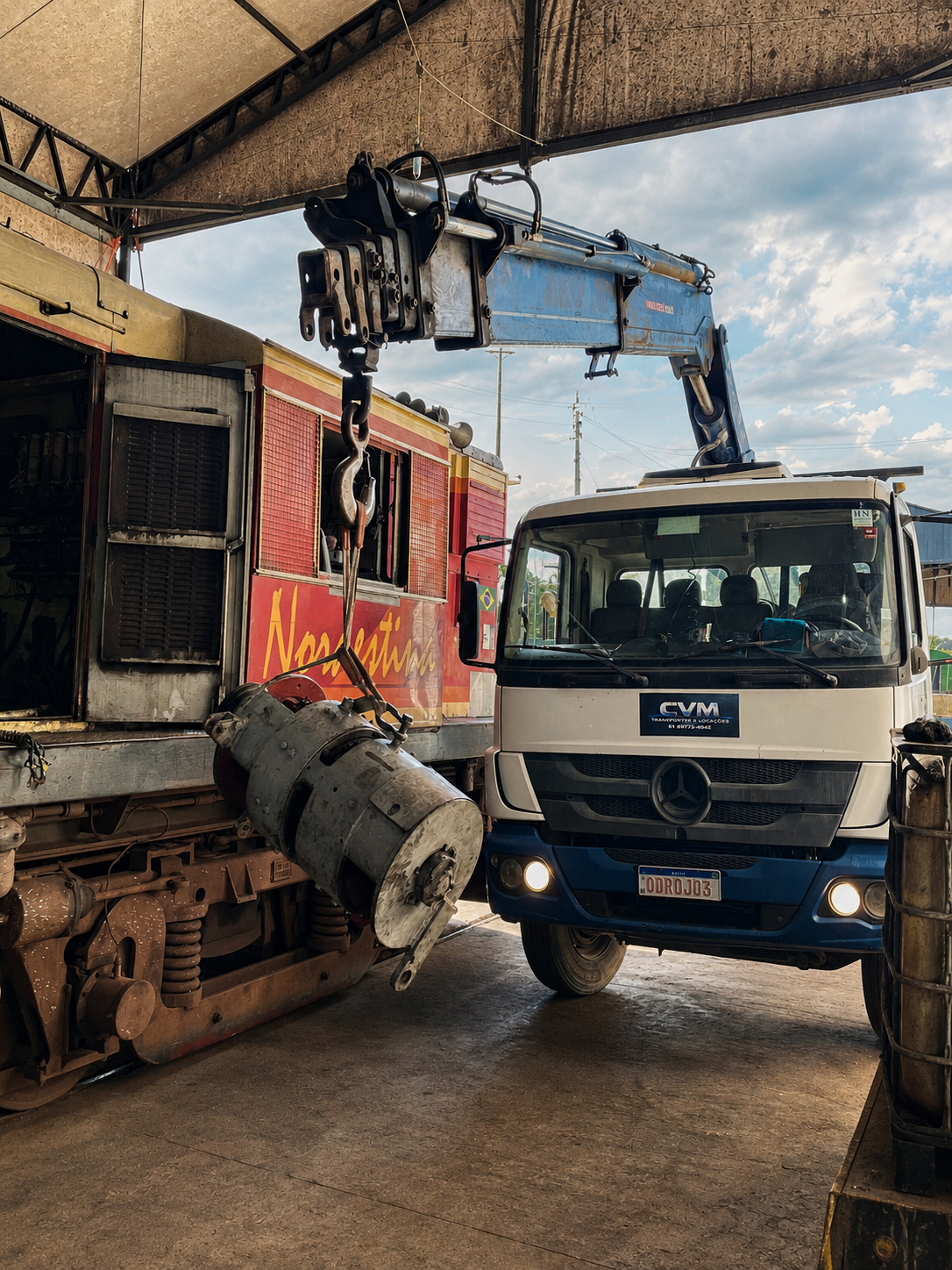 Locomotiva ferroviária em manutenção